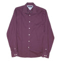 TOMMY HILFIGER Mens Maroon Plain Shirt L Cotton Blend Casual Smart
