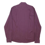 TOMMY HILFIGER Mens Maroon Plain Shirt L Cotton Blend Casual Smart