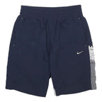 NIKE Mens Navy Casual Shorts S W26 Sports Logo Elastic Waist Pockets