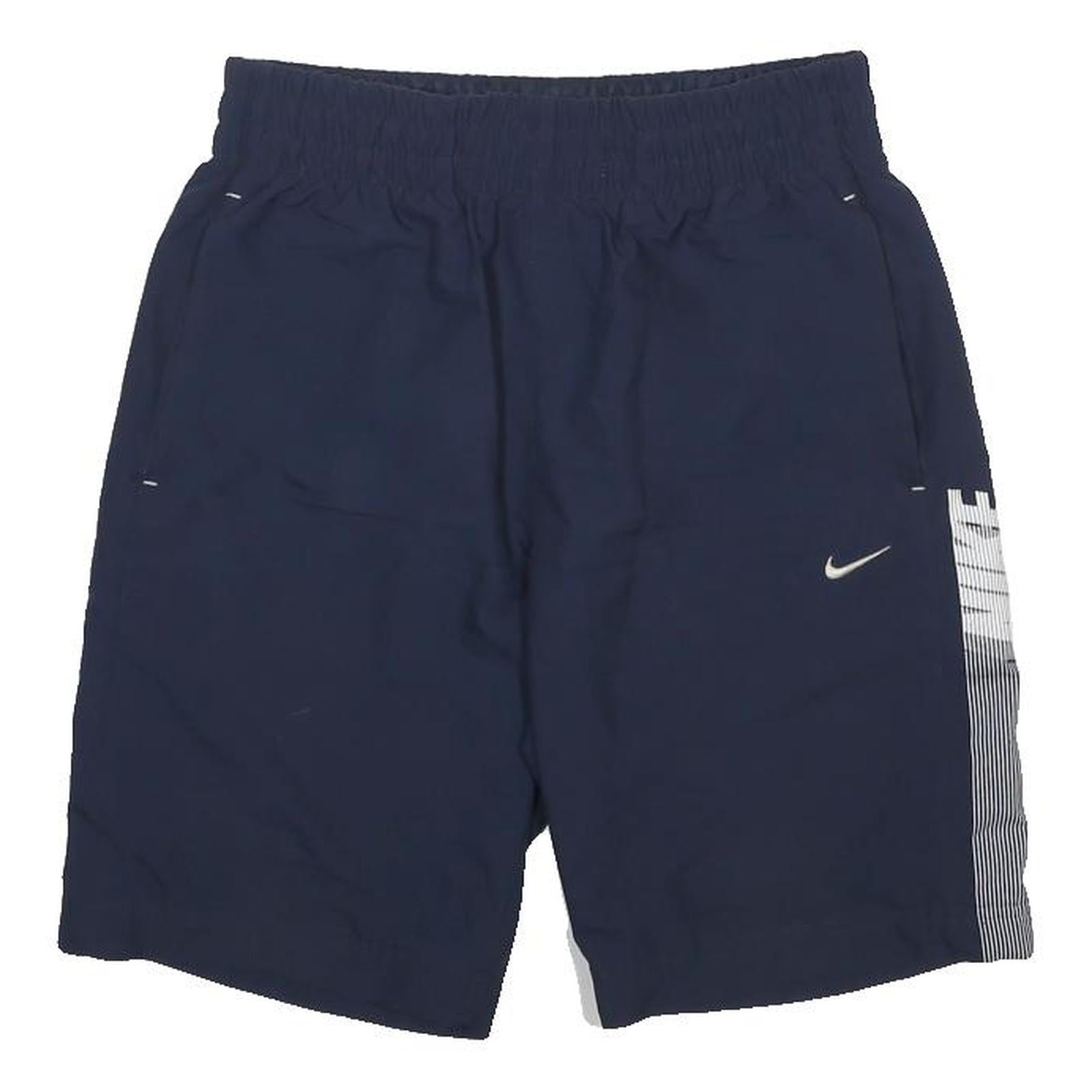 NIKE Mens Navy Casual Shorts S W26 Sports Logo Elastic Waist Pockets