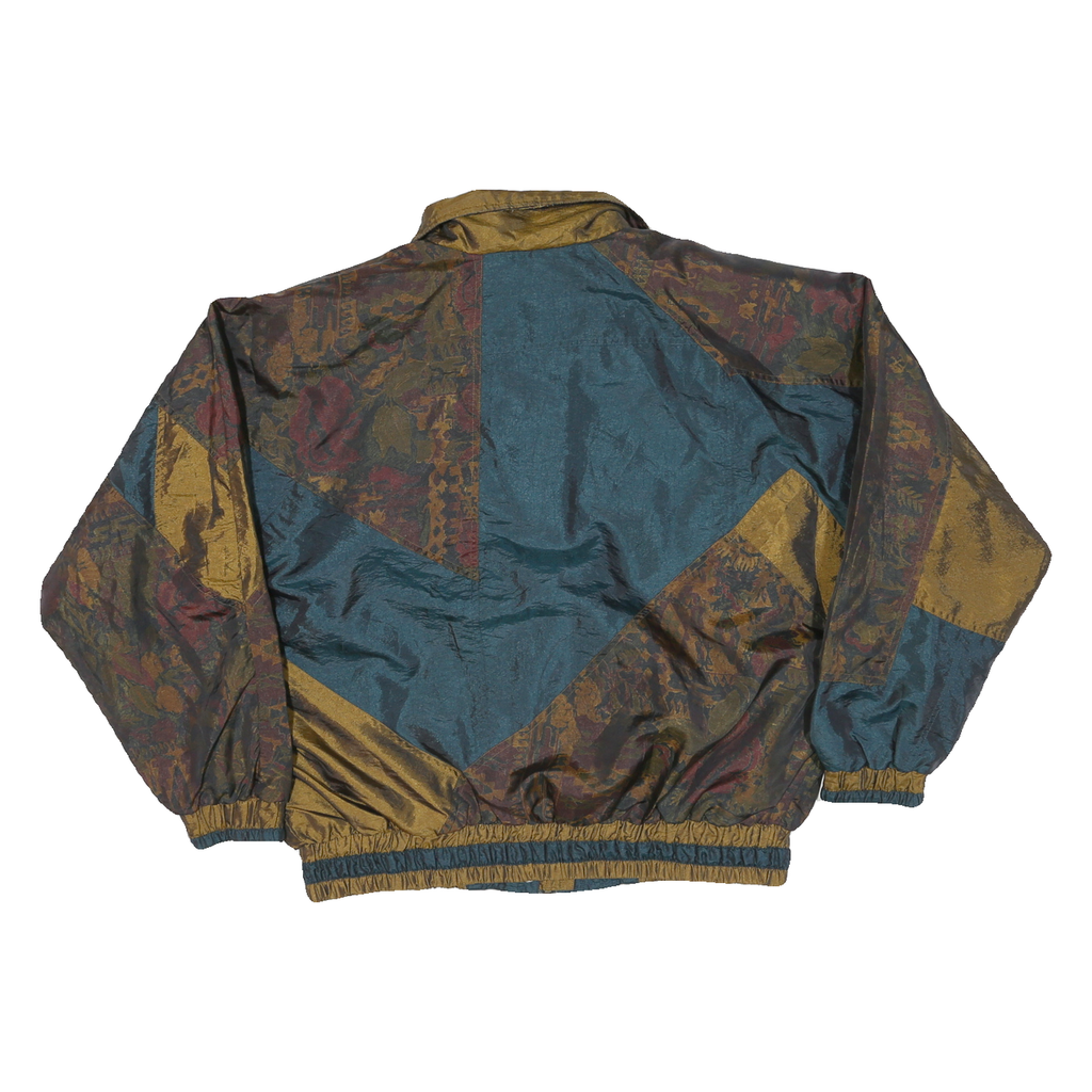 LAVON Mens Blue & Brown Nylon Jacket M Woven Zip Closure Casual Vintage Style