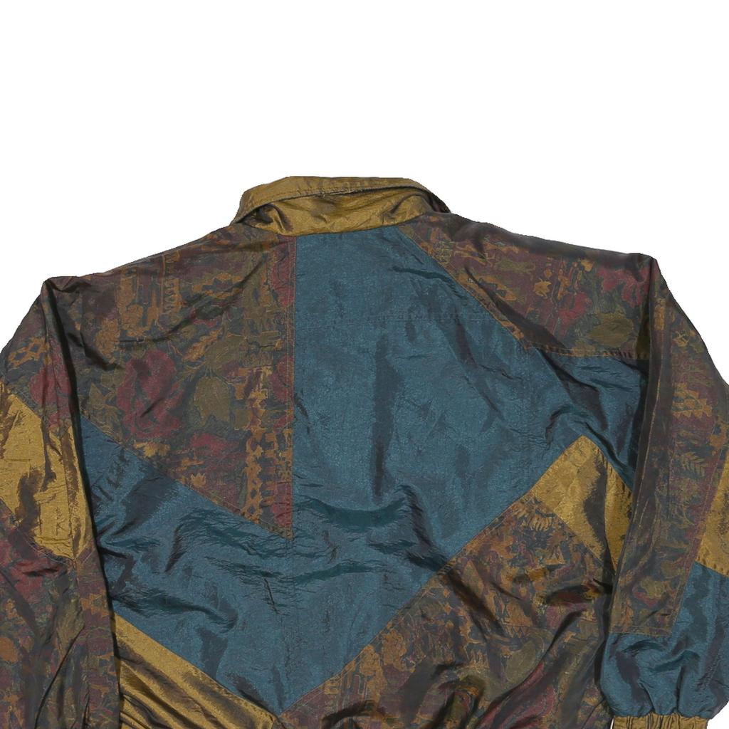 LAVON Mens Blue & Brown Nylon Jacket M Woven Zip Closure Casual Vintage Style