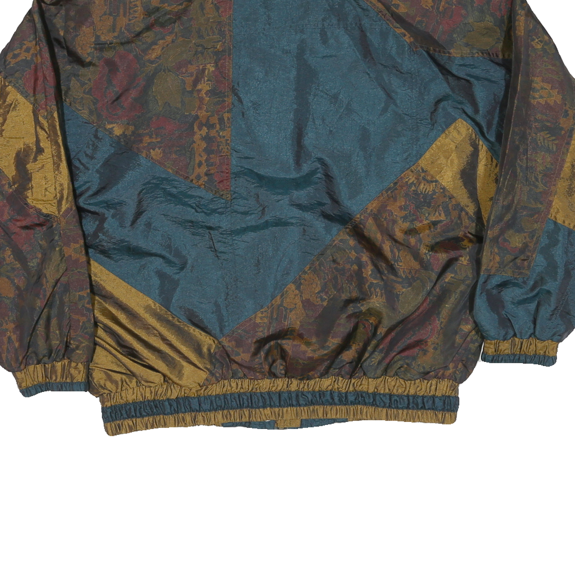 LAVON Mens Blue & Brown Nylon Jacket M Woven Zip Closure Casual Vintage Style