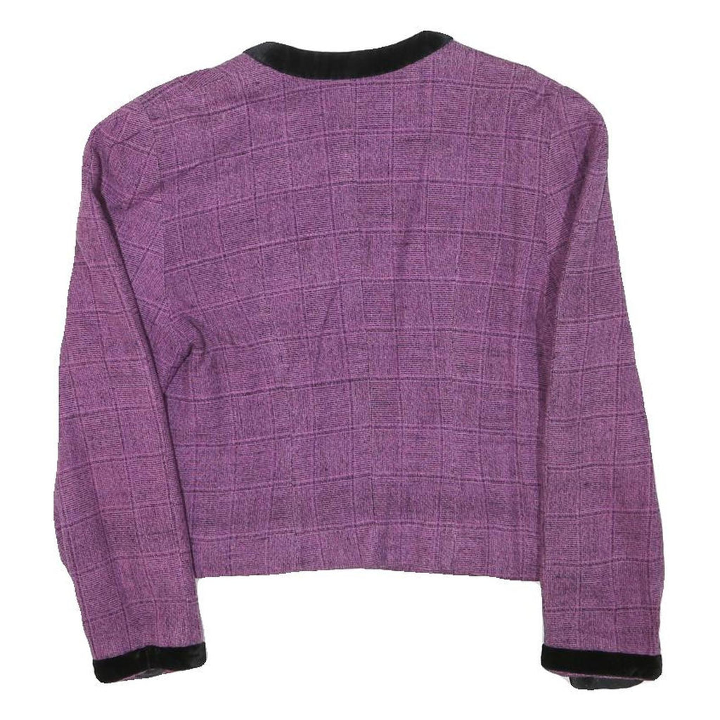 Womens Purple Plain Button Jacket XS Polyester Blend Classic Fit