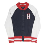 TOMMY HILFIGER Womens Navy & White Varsity Patterned Button Up Cotton Blend