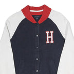 TOMMY HILFIGER Womens Navy & White Varsity Patterned Button Up Cotton Blend