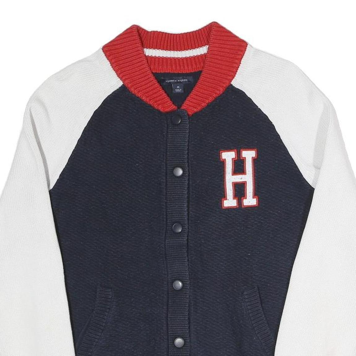 TOMMY HILFIGER Womens Navy & White Varsity Patterned Button Up Cotton Blend