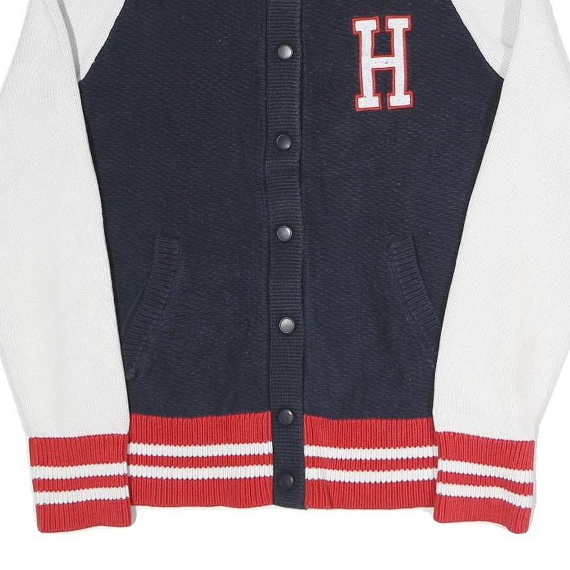 TOMMY HILFIGER Womens Navy & White Varsity Patterned Button Up Cotton Blend