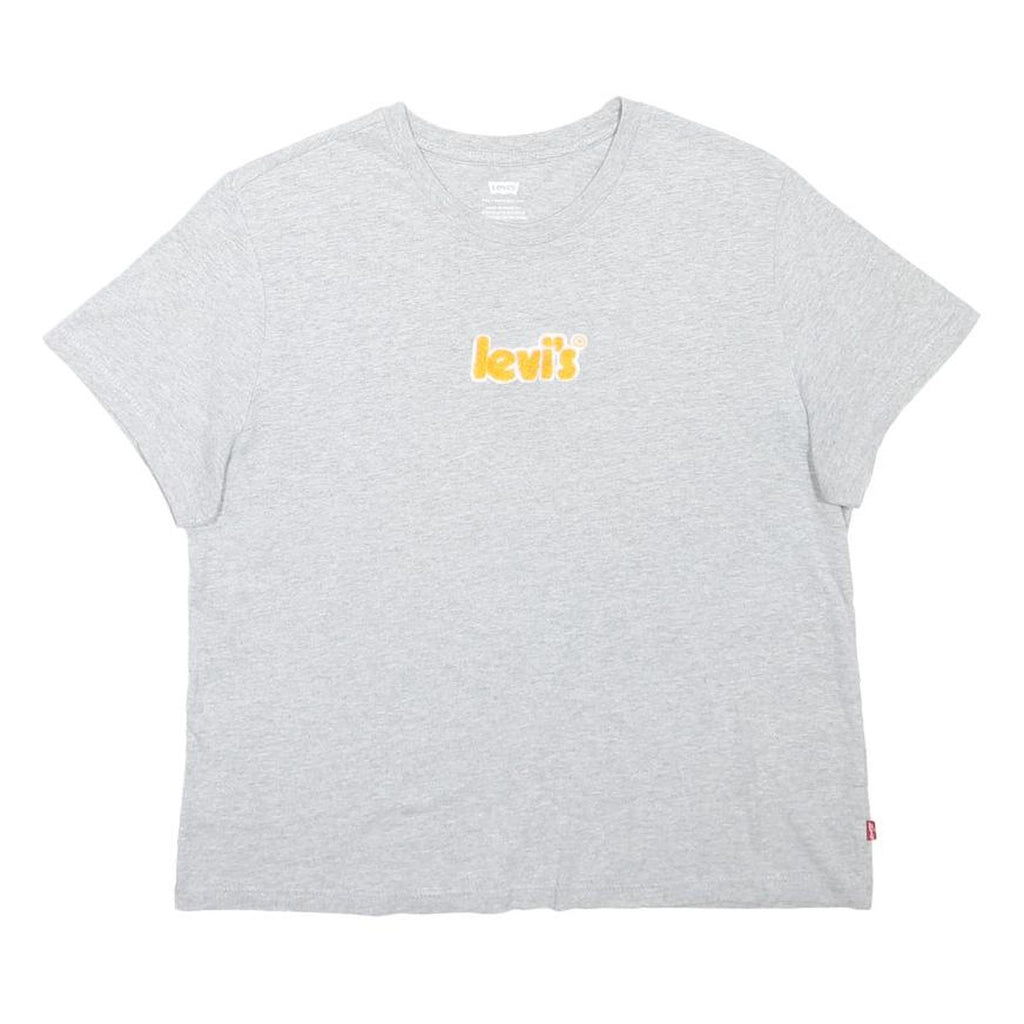 LEVI'S Womens Grey Crew Neck Short Sleeve Graphic T-Shirt M Cotton Blend Casual
