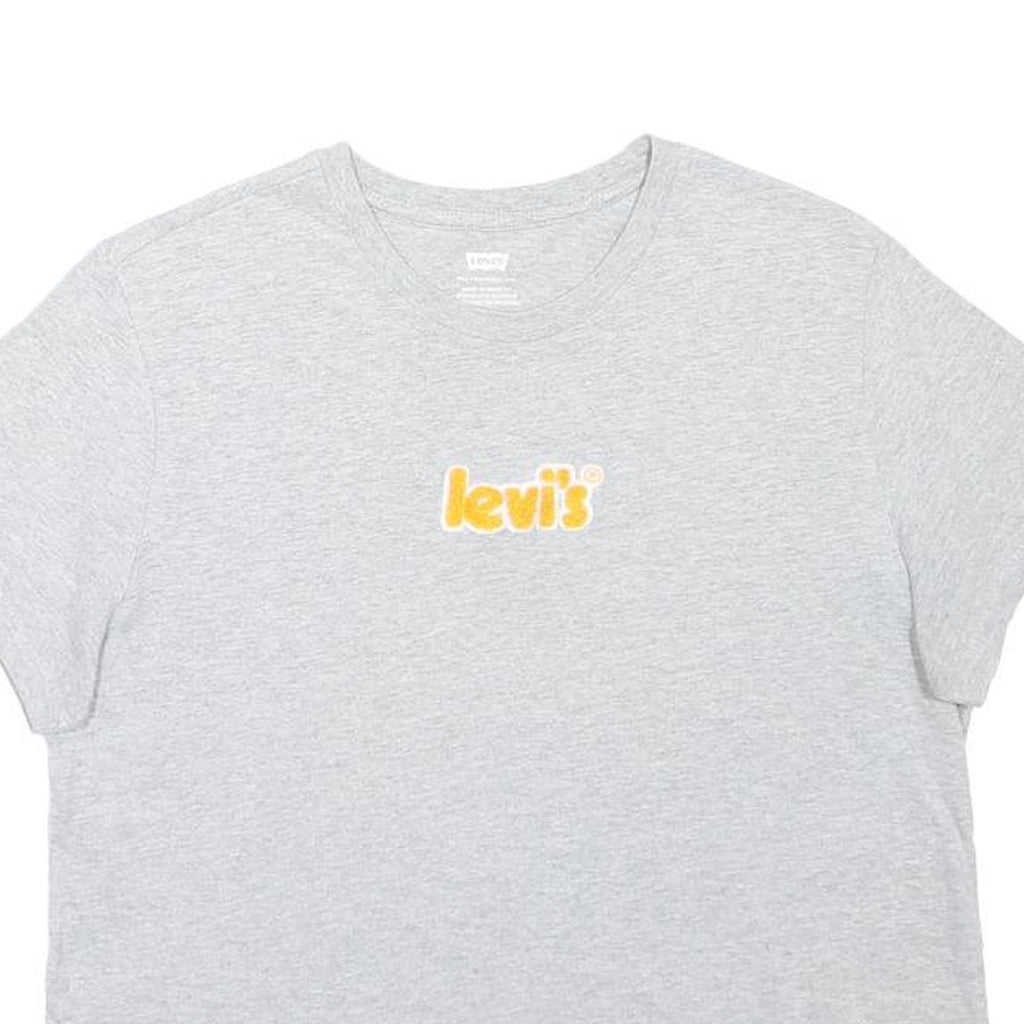 LEVI'S Womens Grey Crew Neck Short Sleeve Graphic T-Shirt M Cotton Blend Casual