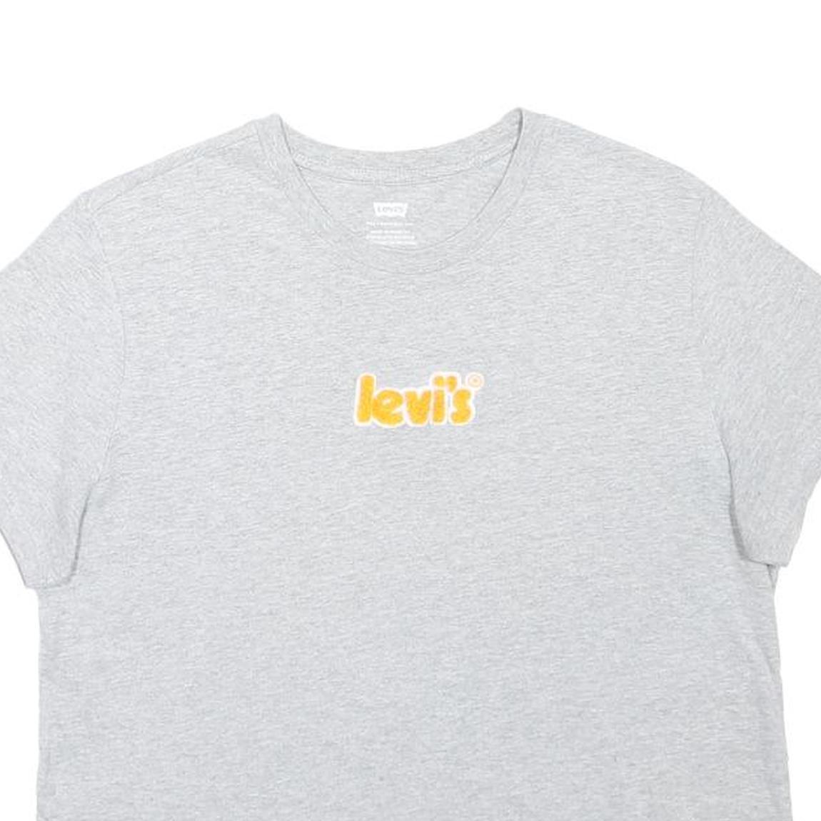 LEVI'S Womens Grey Crew Neck Short Sleeve Graphic T-Shirt M Cotton Blend Casual