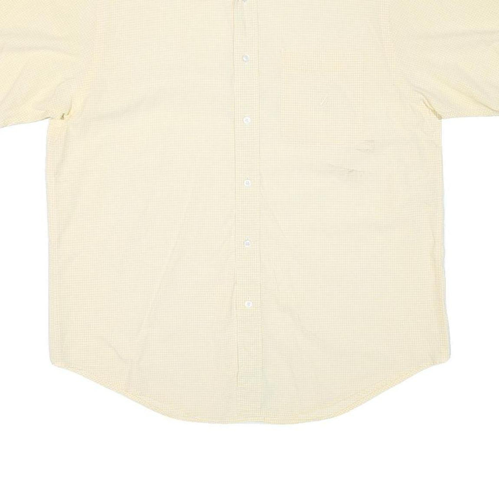 NAUTICA Mens Yellow & Cream Check Cotton Blend Shirt L Casual Smart Button-Up