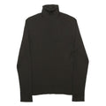 ANN TAYLOR Womens Black Plain Silk Roll Neck Basic Knit Jumper L Elegant Soft