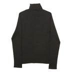 ANN TAYLOR Womens Black Plain Silk Roll Neck Basic Knit Jumper L Elegant Soft