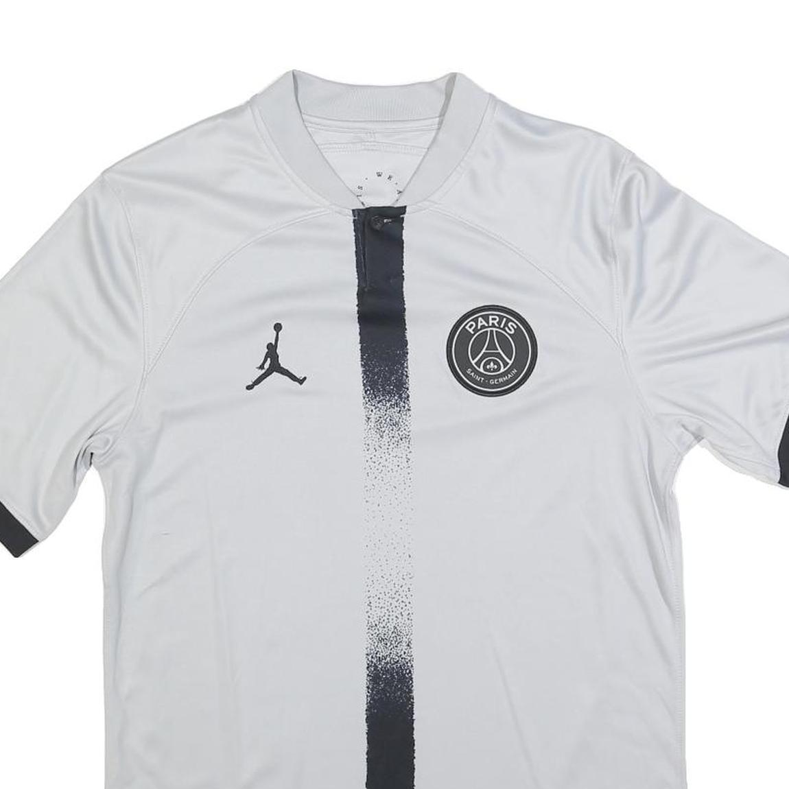 AIR JORDAN Mens White & Black PSG Graphic T-Shirt S Short Sleeve Crew Neck