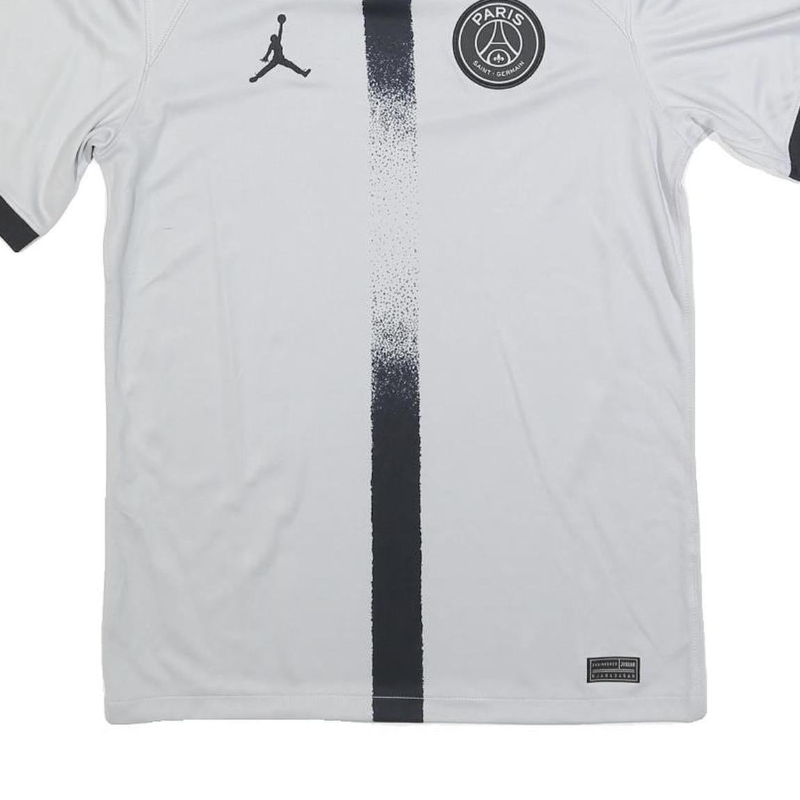 AIR JORDAN Mens White & Black PSG Graphic T-Shirt S Short Sleeve Crew Neck