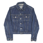 WPM Womens Blue Denim Jacket M Cotton Blend Button Closure Casual Stylish
