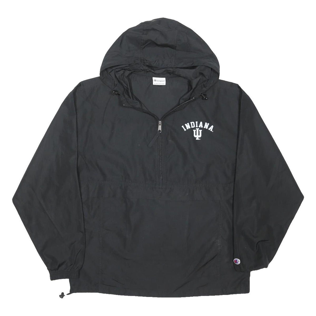 CHAMPION Mens Black Indiana Pullover Jacket M Polyester Zip Hooded Casual