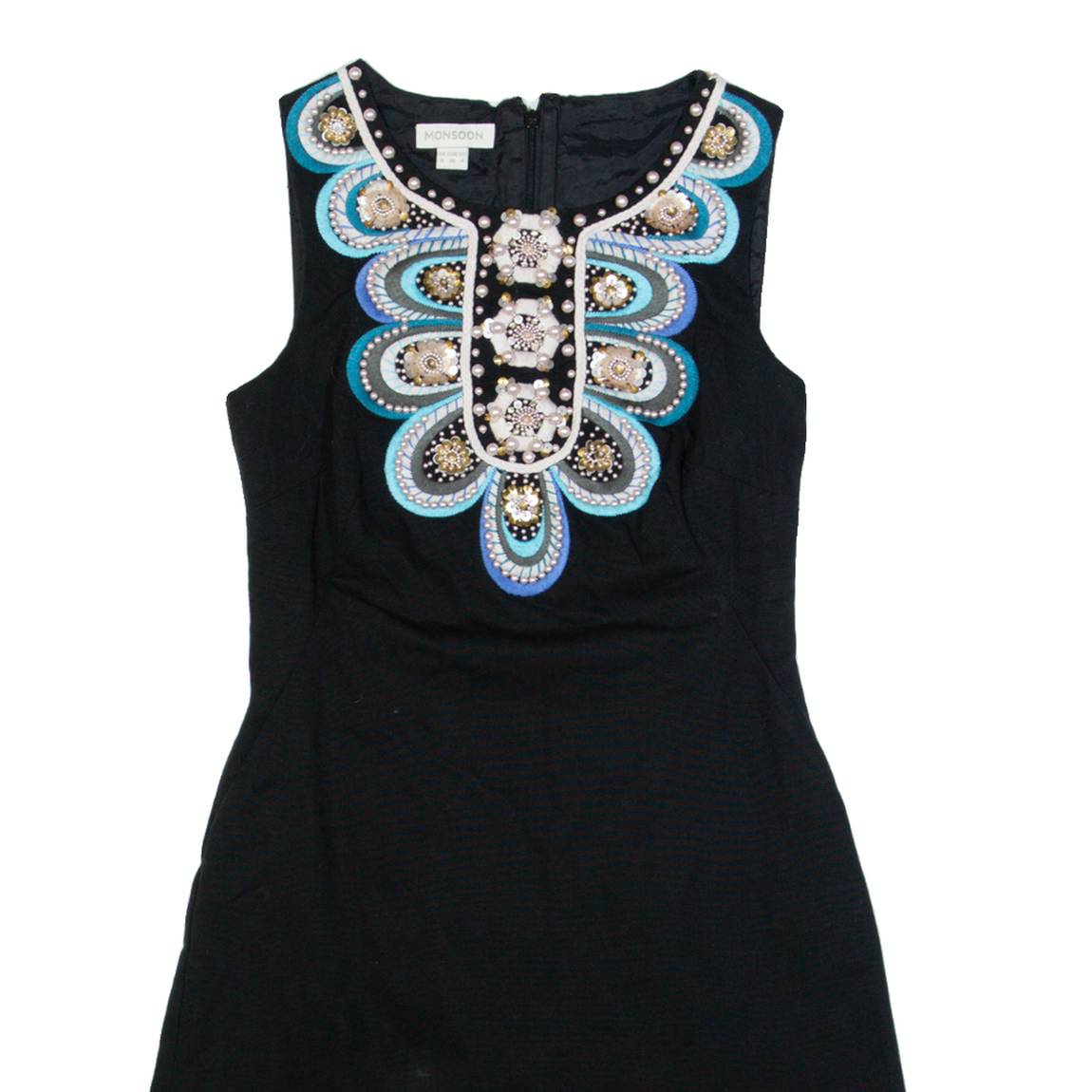MONSOON Womens Pencil Dress Black Short Sleeve Knee Length UK 8