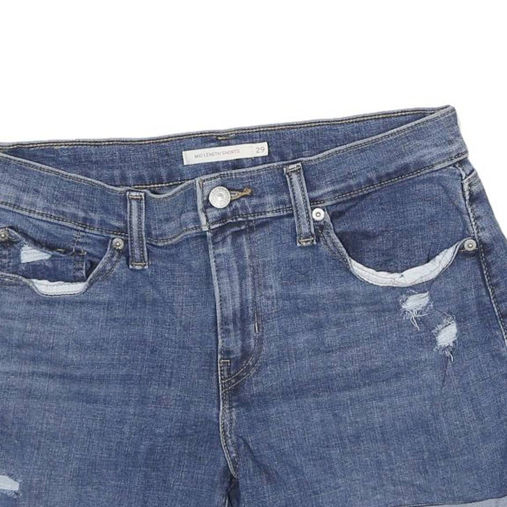 LEVI'S Womens Denim Blue Casual Shorts M W29 Distressed Cuffed Cotton Blend