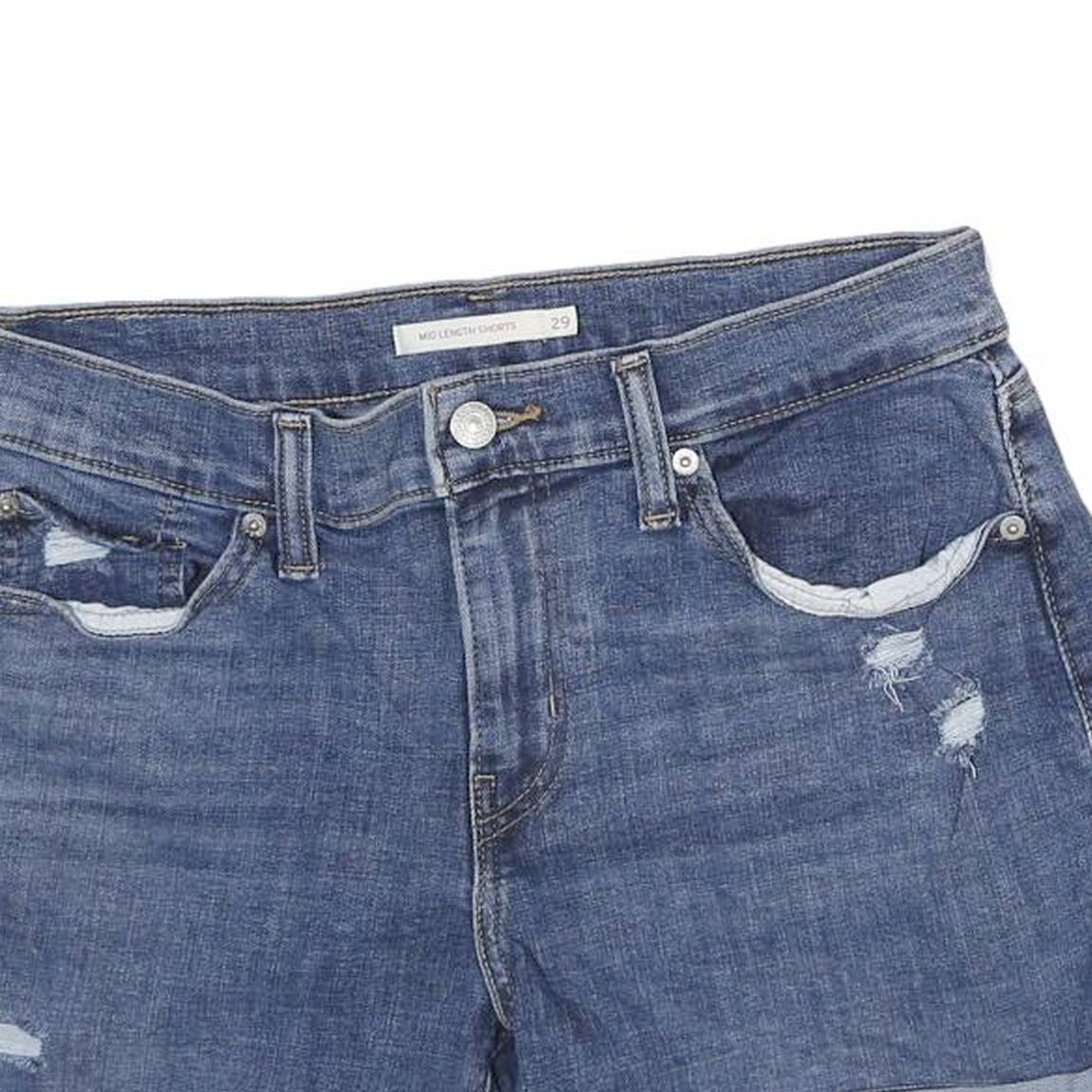 LEVI'S Womens Denim Blue Casual Shorts M W29 Distressed Cuffed Cotton Blend