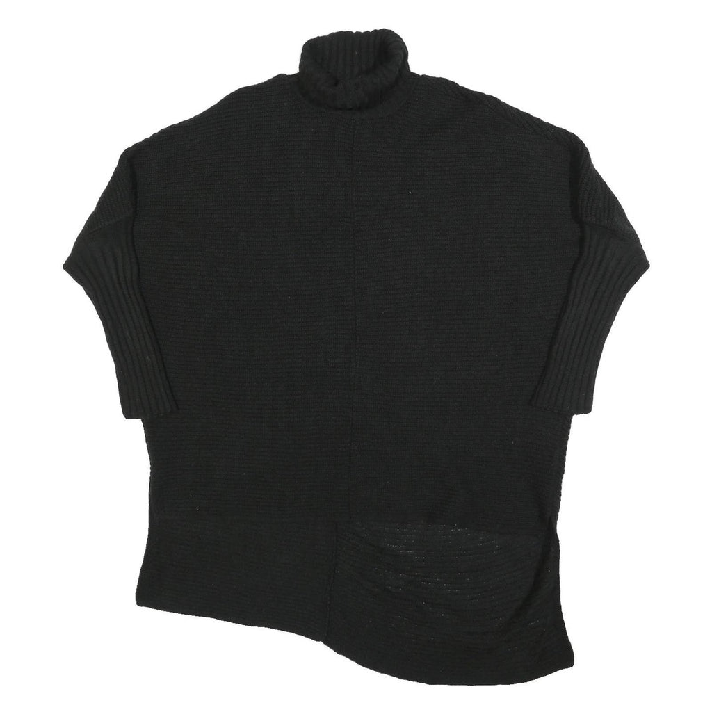 FIRETRAP Womens Black Plain Jumper Roll Neck Chunky Knit M Fashion Pullover