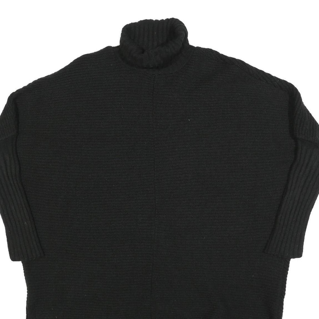 FIRETRAP Womens Black Plain Jumper Roll Neck Chunky Knit M Fashion Pullover