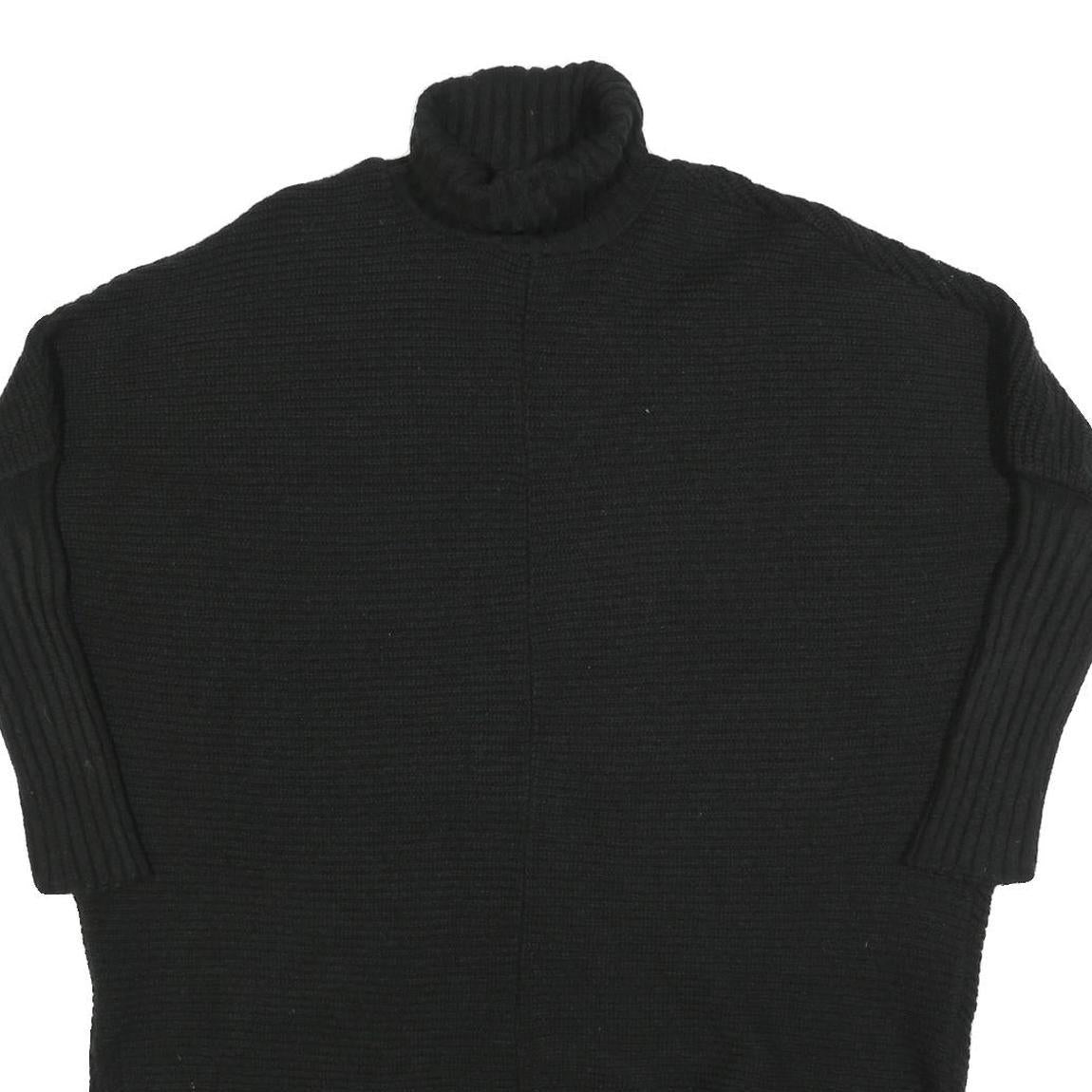 FIRETRAP Womens Black Plain Jumper Roll Neck Chunky Knit M Fashion Pullover
