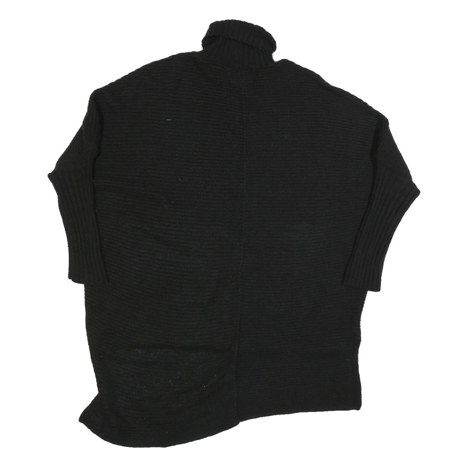 FIRETRAP Womens Black Plain Jumper Roll Neck Chunky Knit M Fashion Pullover