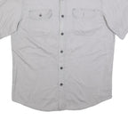 WRANGLER Mens Grey Plain Shirt M Cotton Blend Casual Button Up Short Sleeve