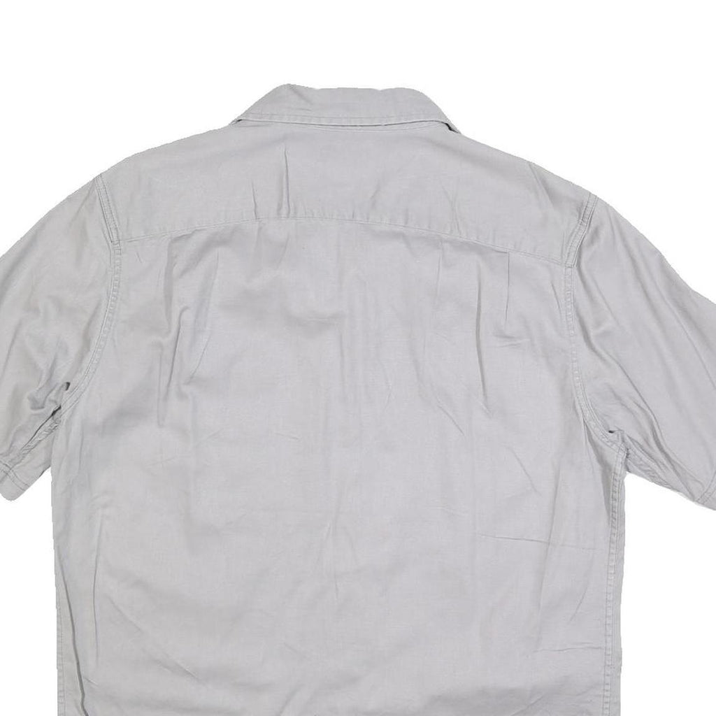 WRANGLER Mens Grey Plain Shirt M Cotton Blend Casual Button Up Short Sleeve