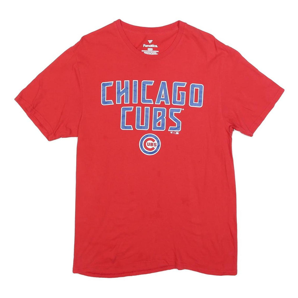 FANATICS Mens Red Chicago Cubs Graphic T-Shirt M Short Sleeve Crew Neck Cotton