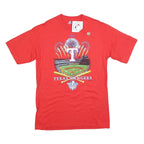 MAJESTIC Mens Red Texas Rangers World Series Graphic T-Shirt M Short Sleeve Crew