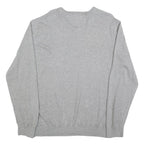 TOMMY HILFIGER Mens Grey Cotton Blend Plain V-Neck Basic Knit Jumper XL Classic