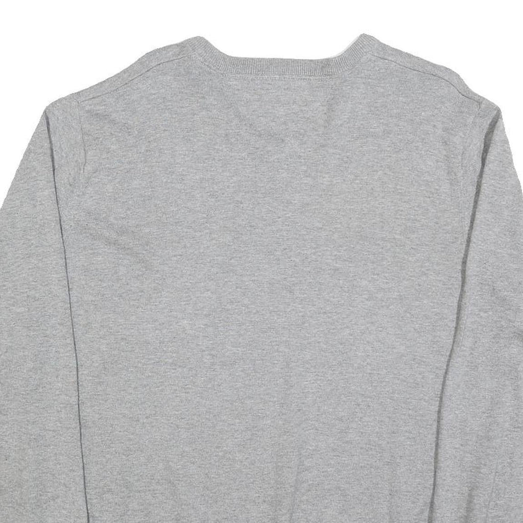 TOMMY HILFIGER Mens Grey Cotton Blend Plain V-Neck Basic Knit Jumper XL Classic
