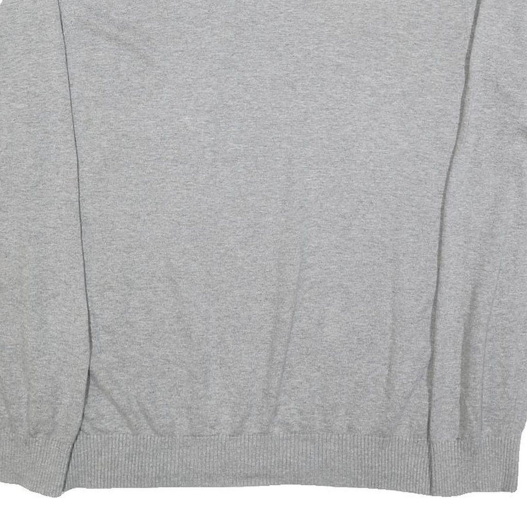 TOMMY HILFIGER Mens Grey Cotton Blend Plain V-Neck Basic Knit Jumper XL Classic