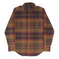 RALPH LAUREN Womens Brown & Maroon Plaid Shirt S Cotton Blend Long Sleeve Casual