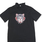 KENZO Womens Black Cotton Blend Tiger Logo Day Dress Short Sleeve M