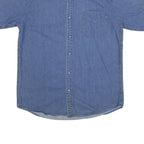 PREMIER Mens Blue Cotton Blend Shirt L Button Down Casual Short Sleeve