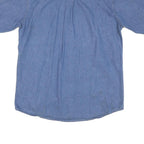 PREMIER Mens Blue Cotton Blend Shirt L Button Down Casual Short Sleeve