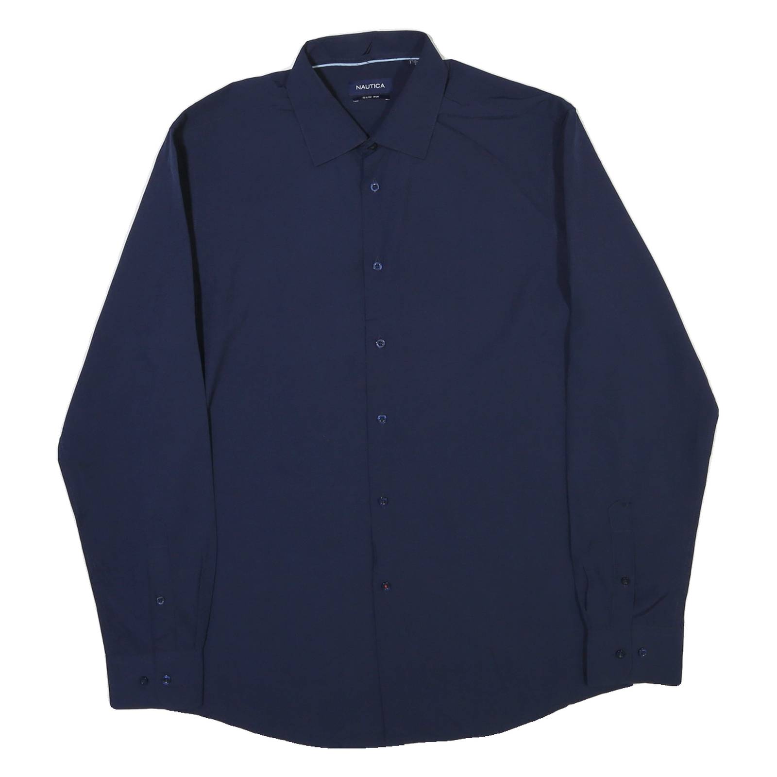 NAUTICA Mens Blue Slim Fit Shirt L Long Sleeve Button Closure Classic Collar