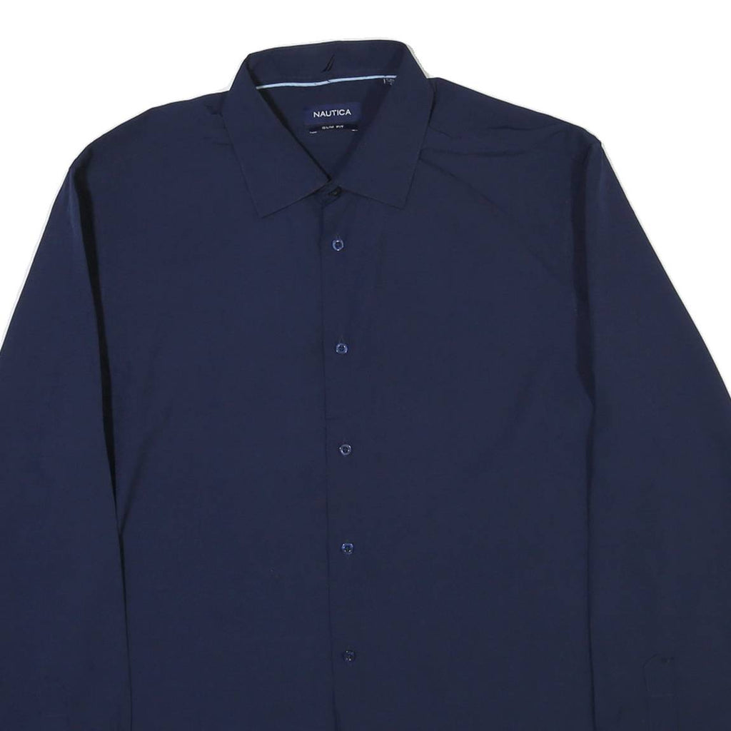 NAUTICA Mens Blue Slim Fit Shirt L Long Sleeve Button Closure Classic Collar