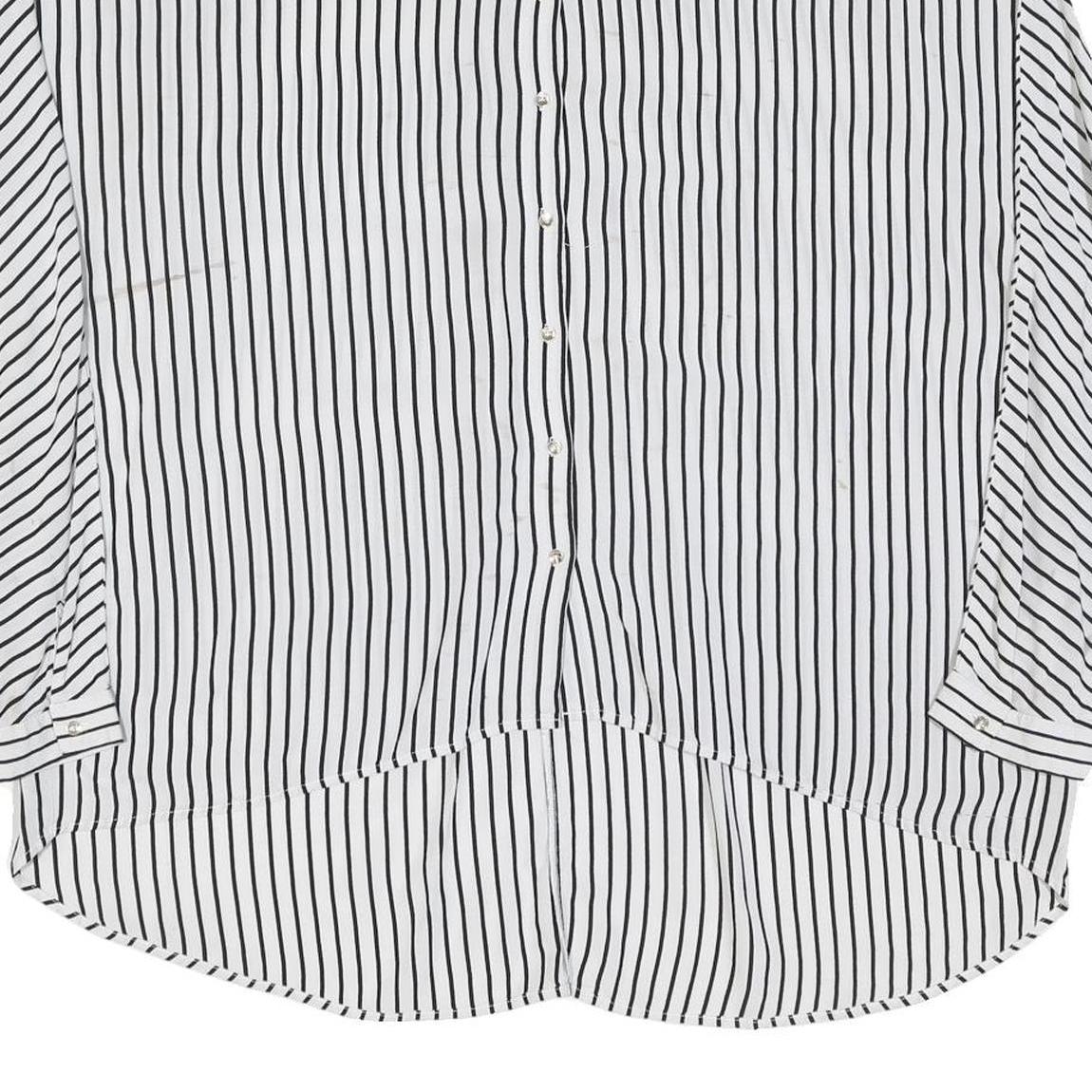 GUESS Womens White & Black Striped Oversized Shirt Long Sleeve Button XL