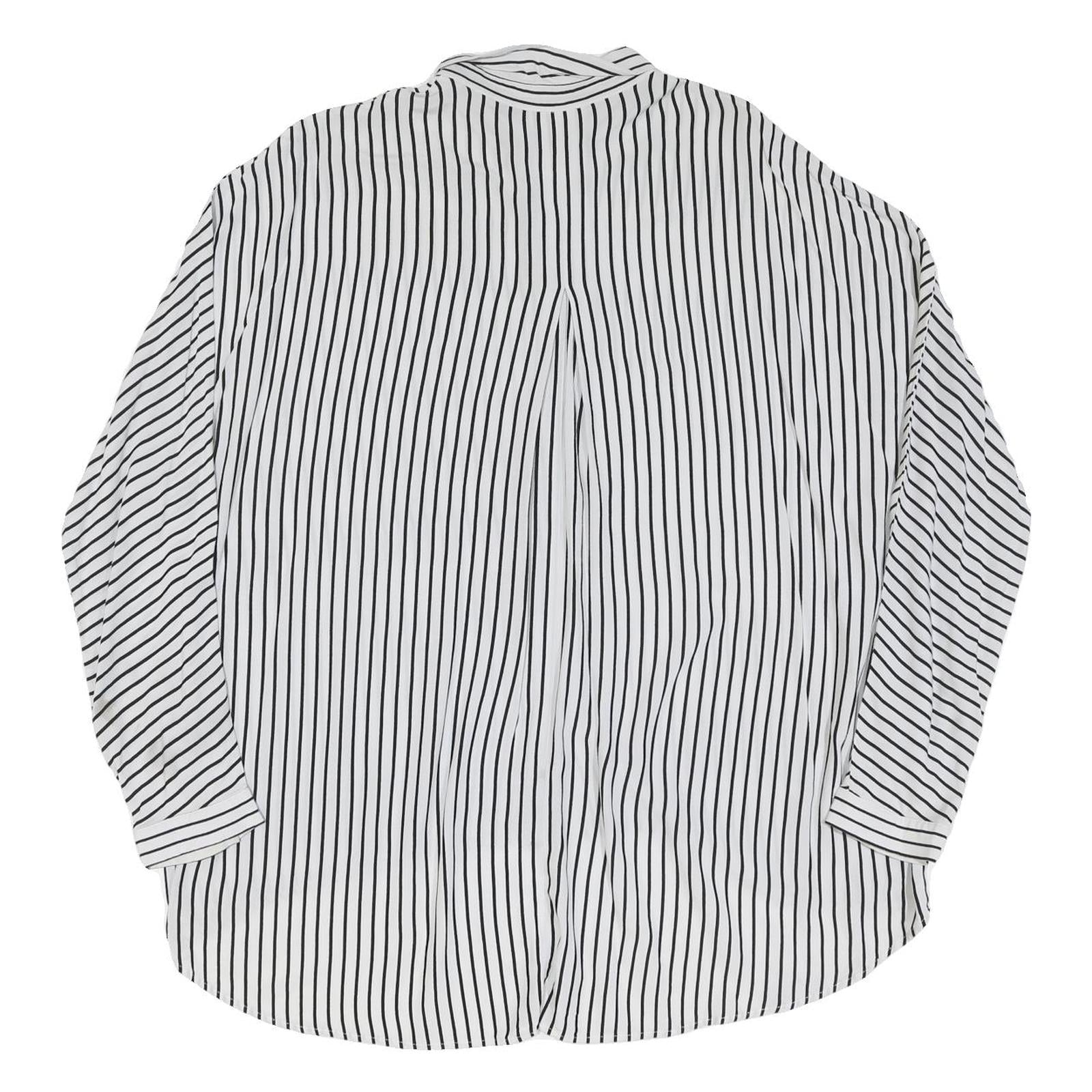 GUESS Womens White & Black Striped Oversized Shirt Long Sleeve Button XL
