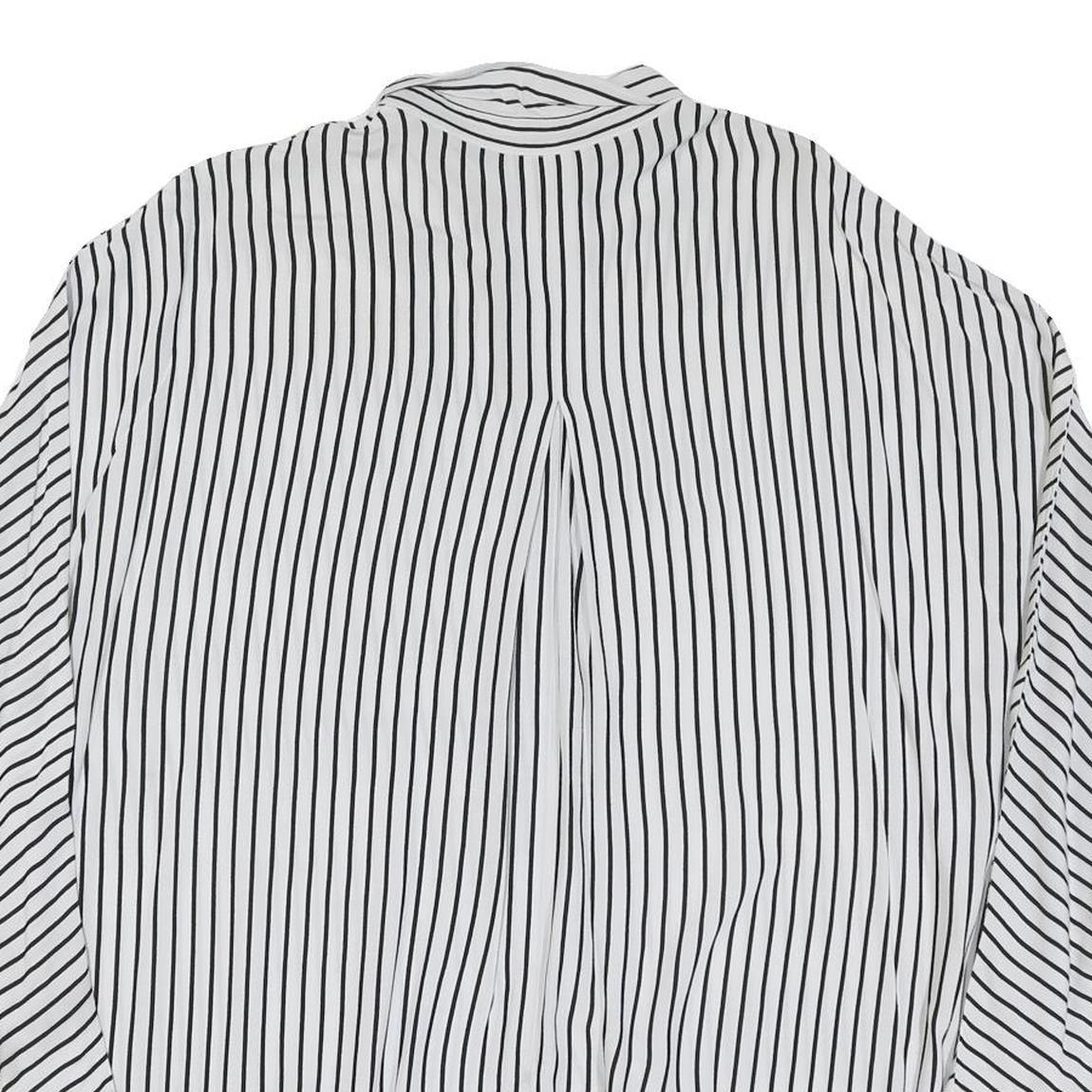 GUESS Womens White & Black Striped Oversized Shirt Long Sleeve Button XL