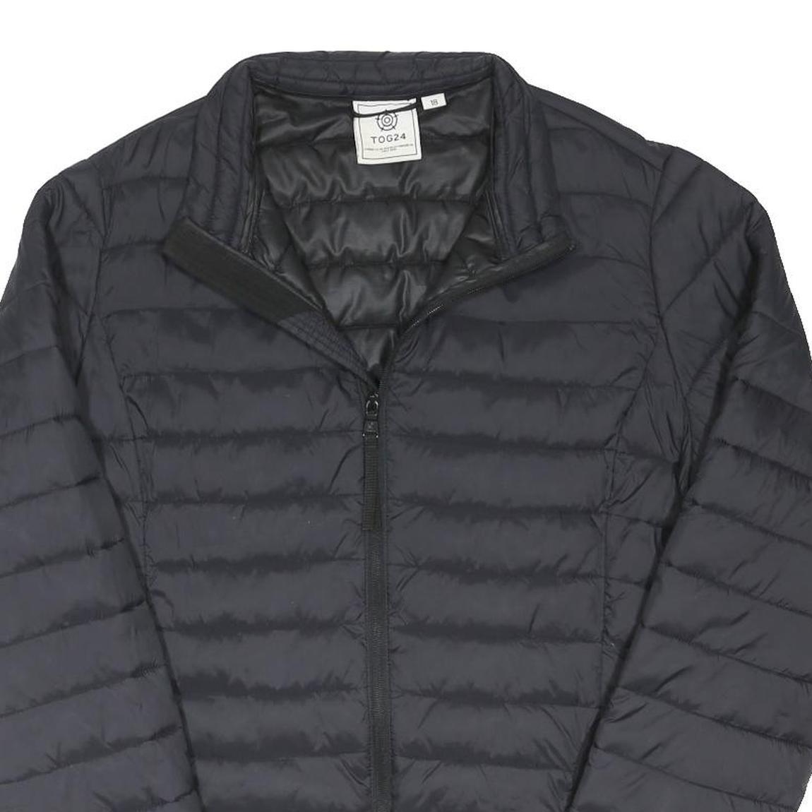 TOG24 Womens Black Quilted Jacket UK 18 Polyester Blend Zip Lightweight