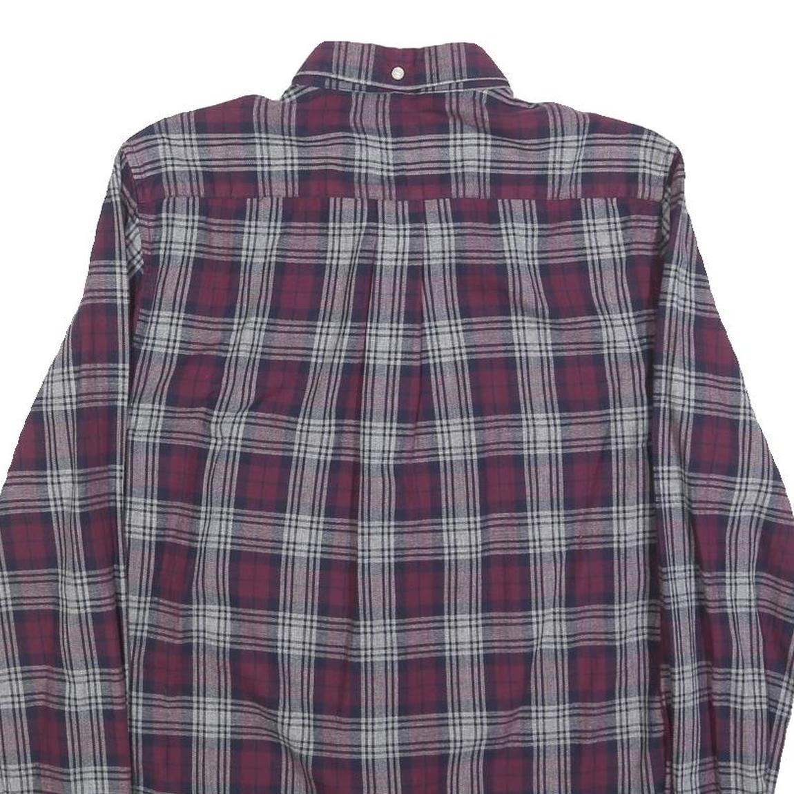 BARBOUR Mens Red & Grey Check Shirt S Button Down Collar Long Sleeve Casual