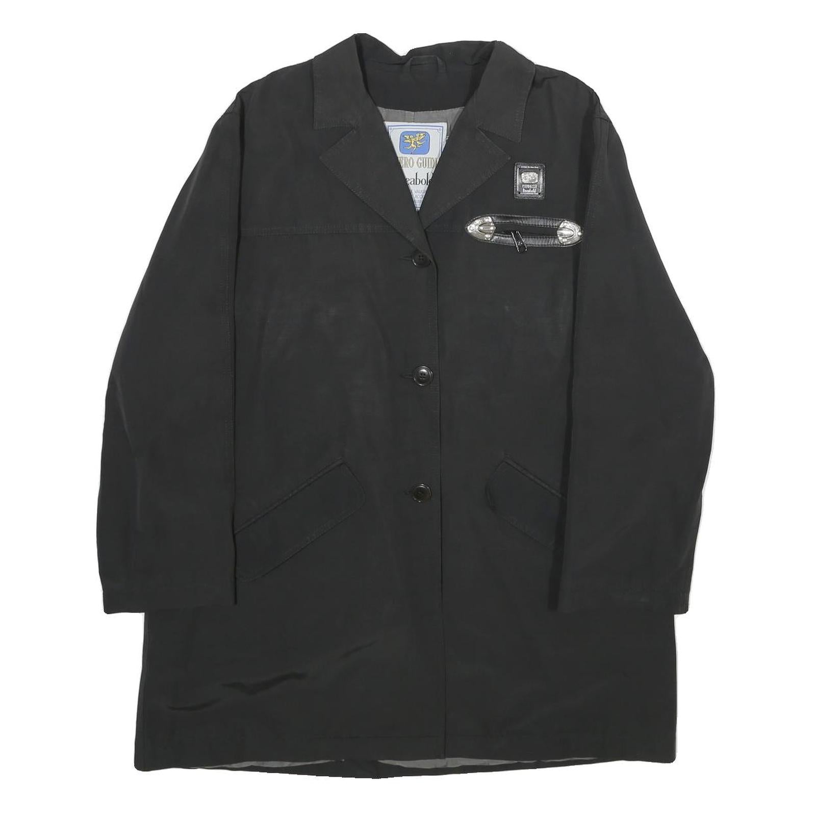 PIERO GUIDI Womens Black Cotton Blend Button Jacket M Plain Elegant Designer
