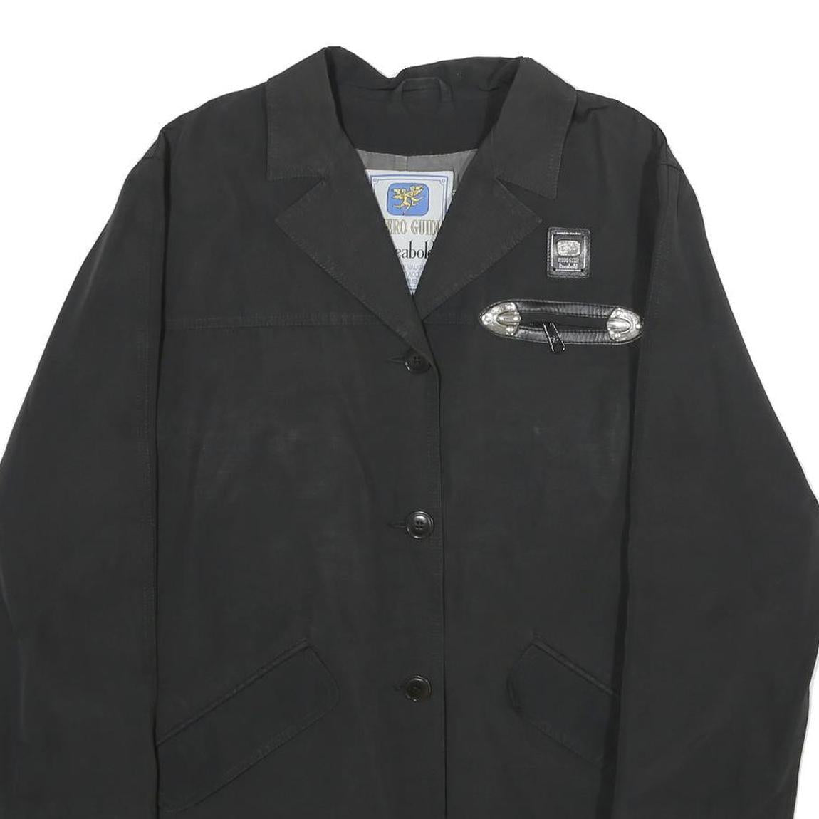PIERO GUIDI Womens Black Cotton Blend Button Jacket M Plain Elegant Designer