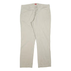 DICKIES Womens Cotton Blend Beige Regular Fit Straight Leg Trousers W36 L30 Zip